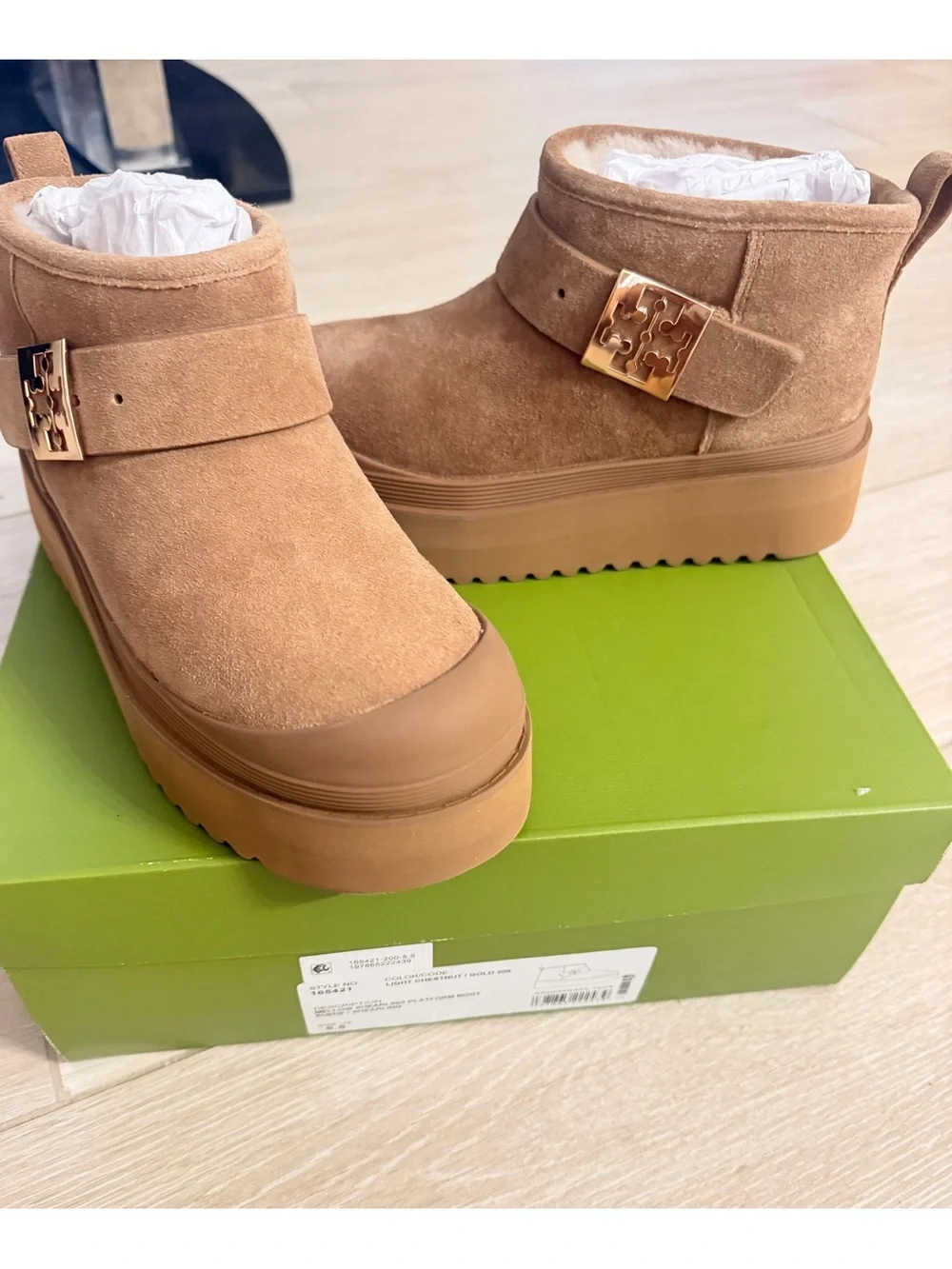 Tori Burch Mellow Shearling Platform ankle boots